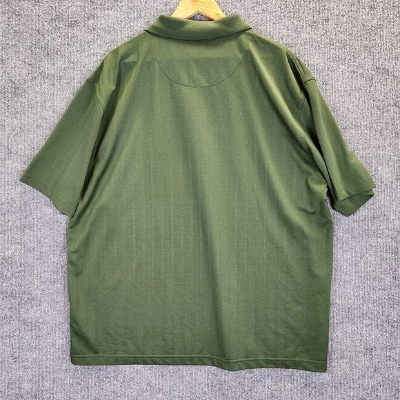 PGA TOUR Polo Shirt Mens 2XL Green Performance Golf Tonal Stripe Short Sleeve - Picture 7 of 9